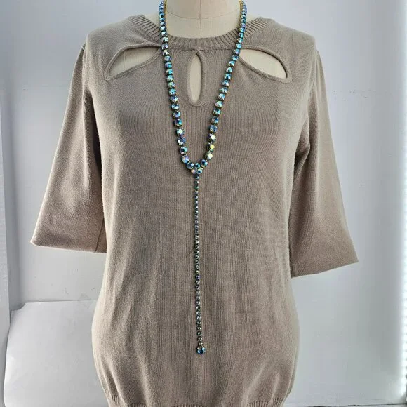 Vintage Blue Aurora Borealis Rhinestone Lariat Necklace or Belt 29-37" - Picture 3 of 7